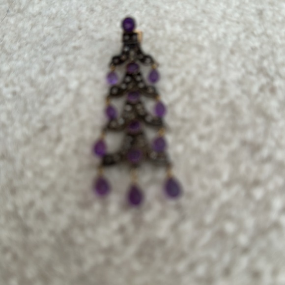 Genuine Amethyst and diamond pagoda earrings - Picture 4 of 8